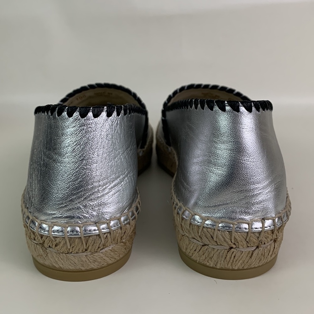 NEW Gucci Espadrille Size 37 (7) GG Marmont Silver Metallic - Picture 5 of 14